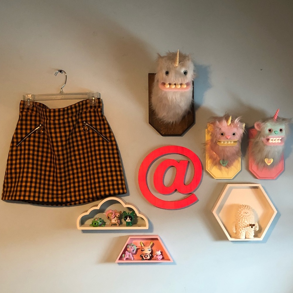 Gingham yellow skirt w pocket details